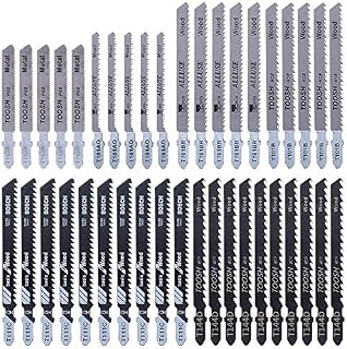 40 Pcs T-Shank Jigsaw Blade Set Cuts Jigsaw Blades for Wood, Plastic and Metal Cutting with Bosch, Black & Decker, Makita, Dewalt (40 Pcs)