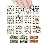 ALLYDREW 15 Sheets Skulls Water Slide Nail Art Decals Water Transfer Nail Decals (220+ Nail Decals)