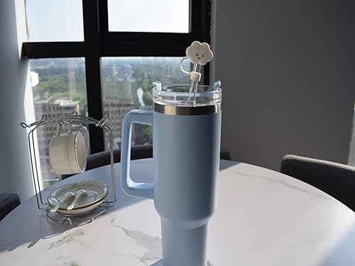 Miniatura 7 de Paquete de 3 fundas de popote para accesorios de copa Stanley, 0.394 in, lindo adorno de popote de silicona para vaso Stanley de 30 y 40 onzas,