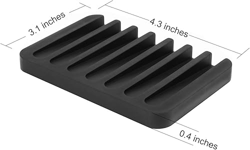 Miniatura 3 de Anwenk - Jabonera de silicona flexible para ducha, baño/cocina/encimera, mantiene las barras de jabón limpias en seco, fácil limpieza, color negro