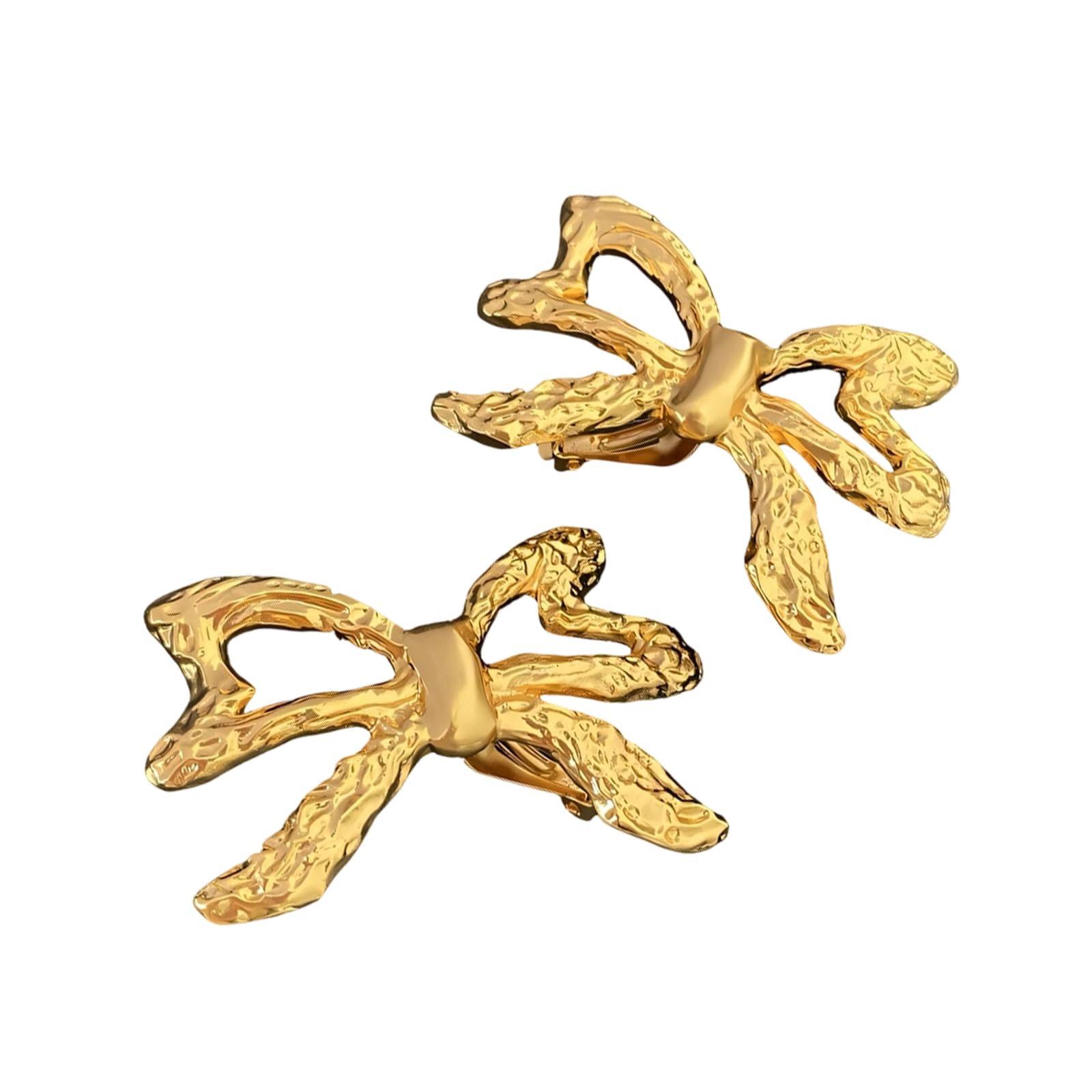 Orecchini a clip minimalisti a forma di fiocco, da donna, realizzati in robusto rame, orecchini tradizionali con design curvato