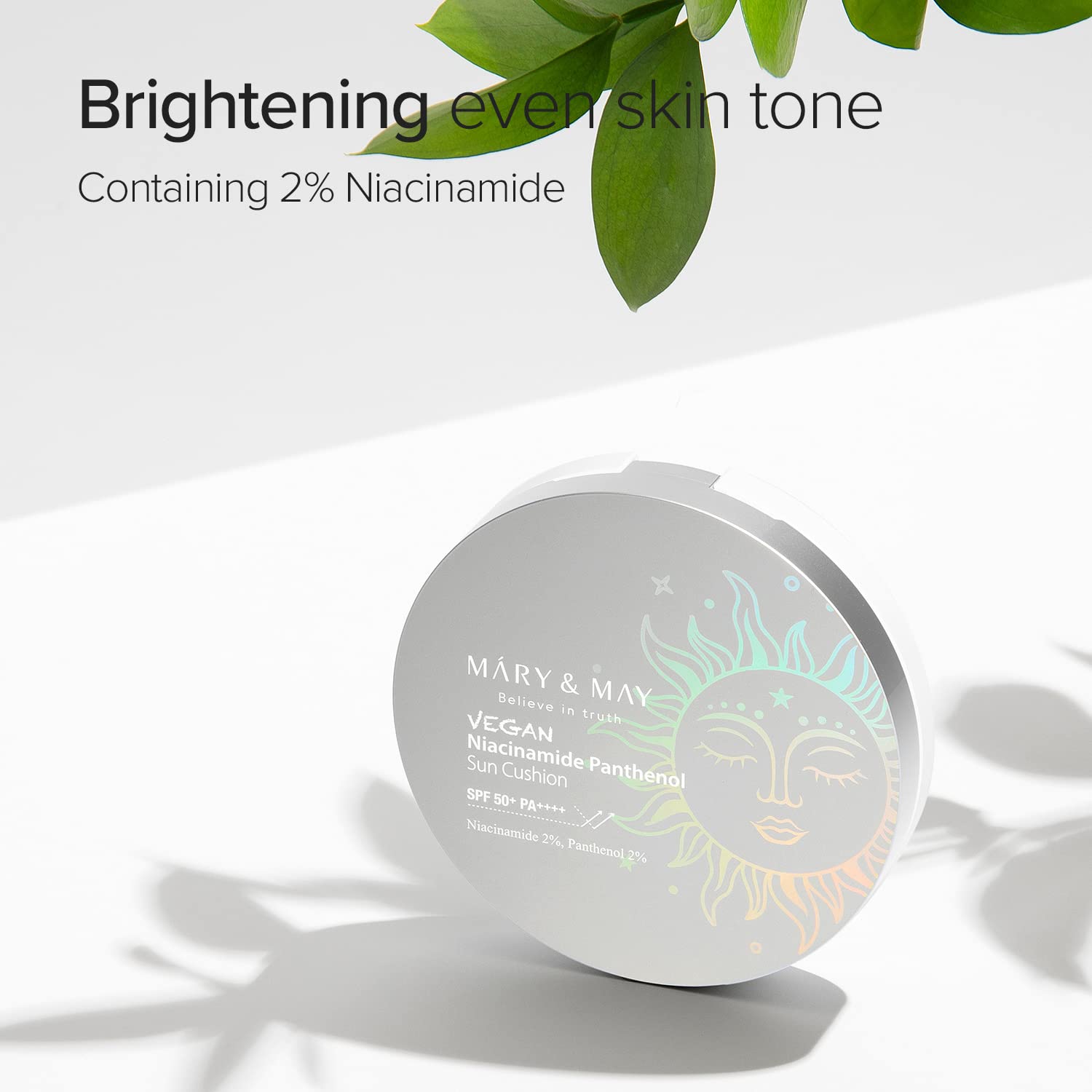 Mary & May Vegan Niacinamide Panthenol Sun Cushion SPF50+ PA++++, Broad Spectrum UV Protection, Skin Tone Enhancement - Image 4