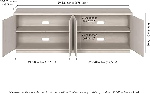 Miniatura 8 de Henn&Hart Soporte de TV MDFPVC blanco de aliso de 70"