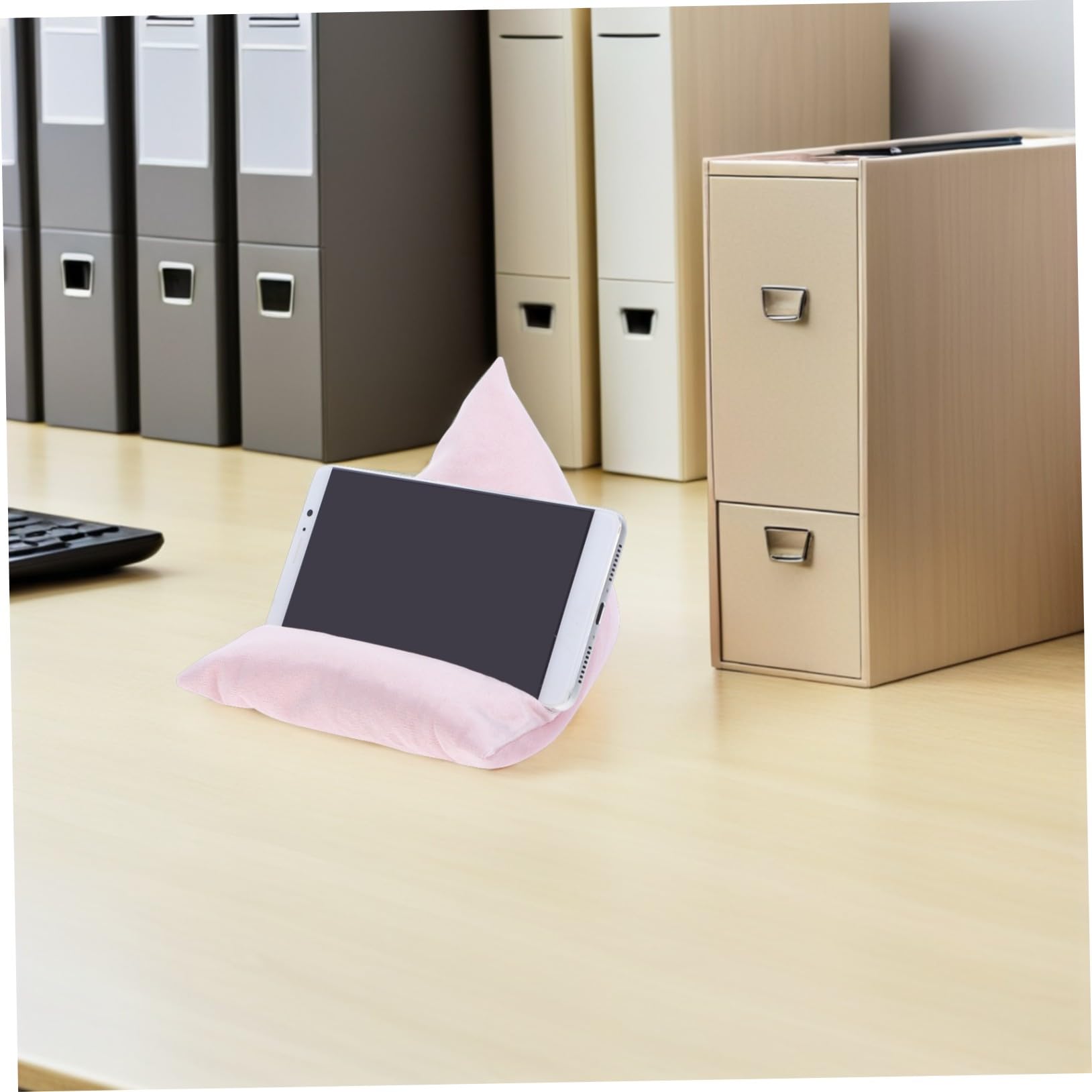 Coussin Lecture Tablette Rose en Peluche, Support Multi-Angle