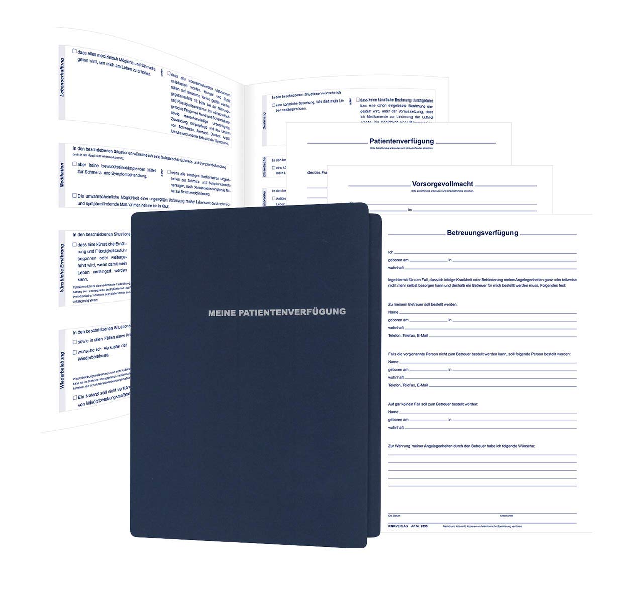 RNK - Verlag Formularios en carpeta de alta calidad (1 juego, testamento + disposición del paciente)
