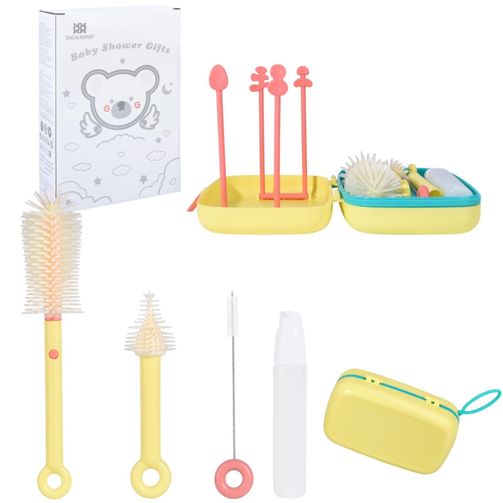 Set Da 5 Pezzi Per La Pulizia Del Biberon: Spazzole In Nylon E Spugna Per Bottiglie, Tettarelle E Cannucce, Manico Lungo Antiscivolo