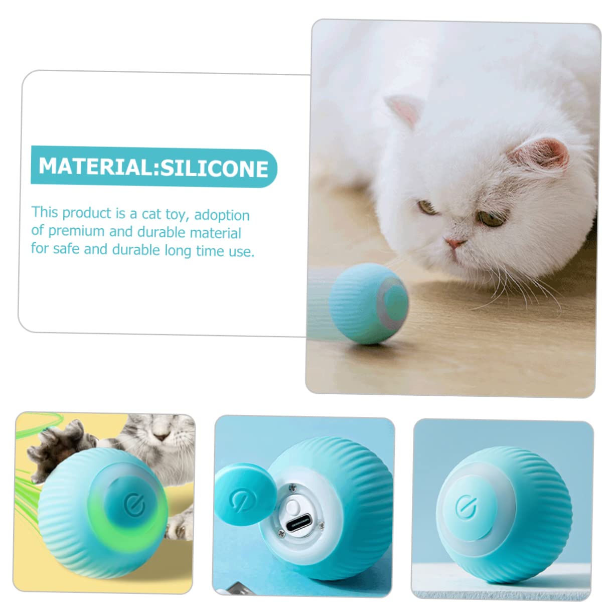 DOITOOL 4 Piezas Inteligente Gato Teaser Bola Divertidas Bolas De Gato Juguetes para Gatitos Interior Gatito Juguete Palo Juguete Gatera Juguete Rascar Bolas De Masticar