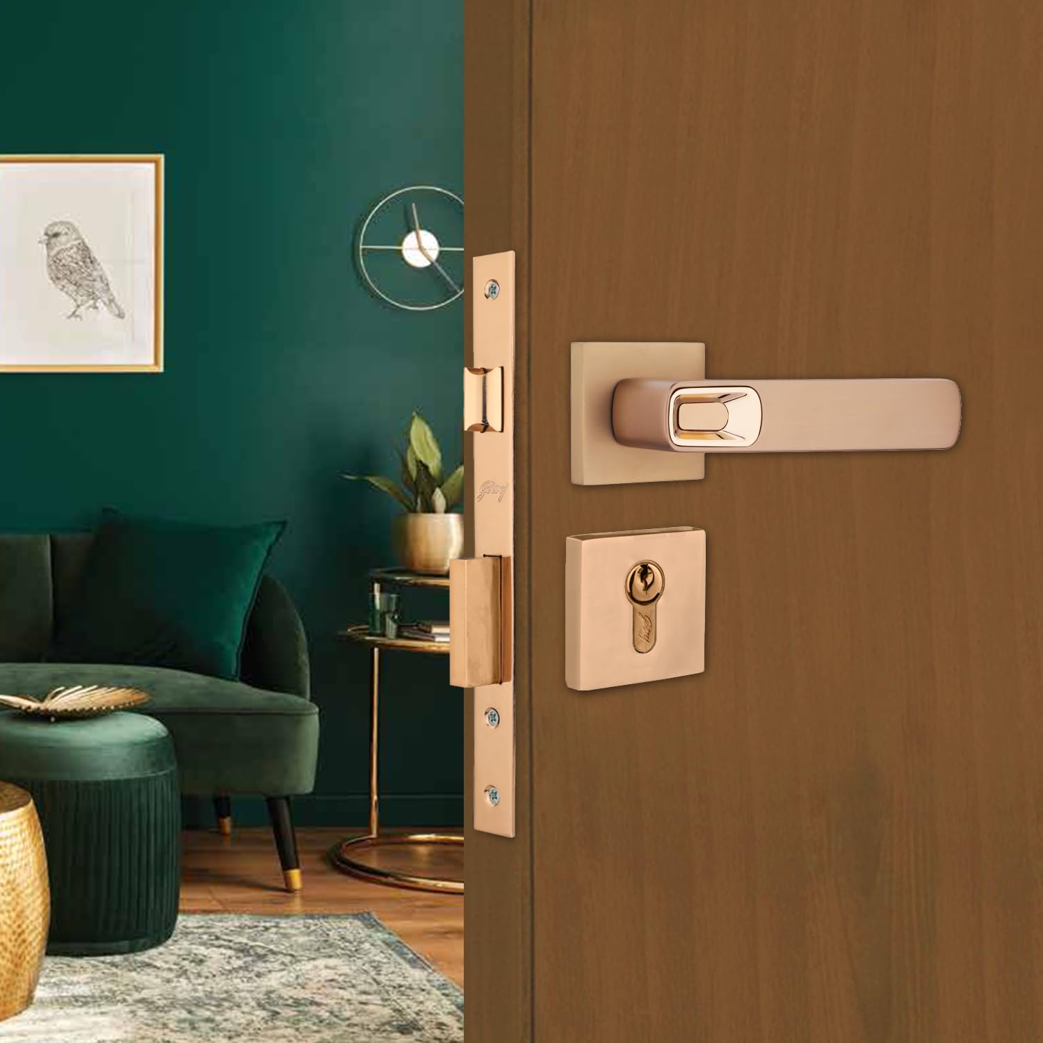 Godrej Mortise Lock | Handle Lock Set for Main & Bedroom Door | HDH 07 Rossette Home D�cor Handle | Antique Brass Walnut Finish | 9 Inch Lockbody | 70mm 1CK Cylinder - Knob from Inside and with 3 Keys (B0DFGVHJ6F) Amazon Price History, Amazon Price Tracker