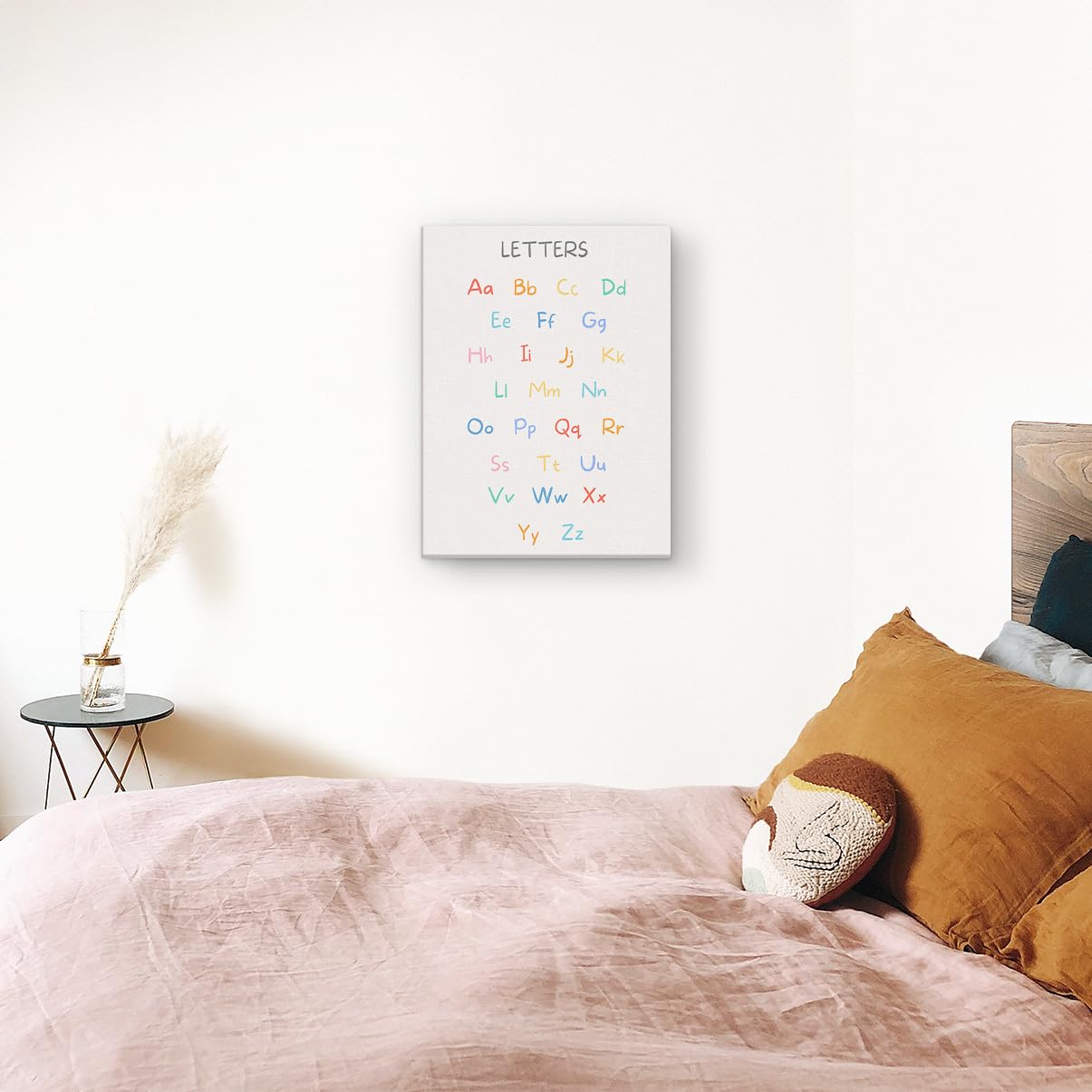 Artaza Leinwand Bilder Alphabet Buchstaben - 60x80 cm - Wanddeko Kinderzimmer - Wandbilder Lernposter - Bunte Deko