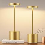 Rechargeable Cordless Table Lamp Set - 2 Pcs Portable Touch Lamps, 3 Color Stepless Dimming Bedside Lamp, Outdoor LED Lamp for Bar, Patio, Camping