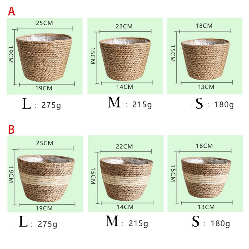 WZTHLF Cesto Portavasi In Paglia Intrecciata A Mano Per Piante Da Interno – Medio 30x26 Cm, Naturale