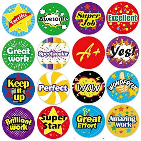 1000PCS Reward Stickers, CEILIWEN 2 Rolls of Teacher Stickers, School Stickers in 16 Designs, Round Reward Labels, Motivational Stickers Teacher Supplies for Classroom (Reward Stickers) Cover