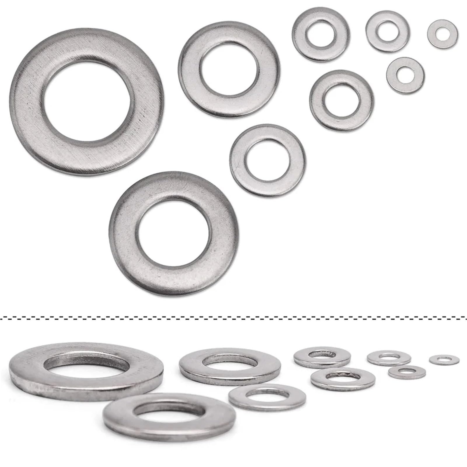 Assortiment de rondelles plates en acier inoxydable 580, 304 pièces, ensemble d'assortiment, bague d'étanchéité, fixation joint, entretoise ronde, Kit à vis métal Pour Vis Et éCrous