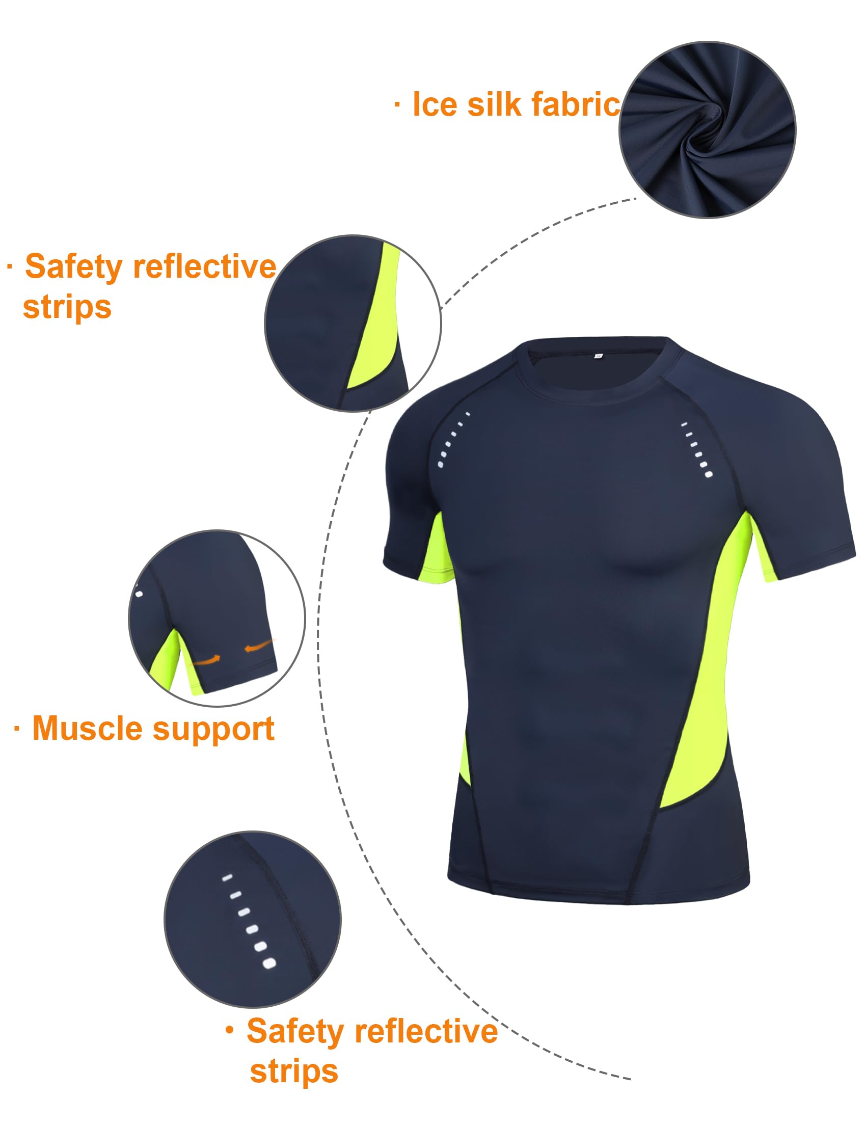 Terecey Maglia a Compressione Uomo a Manica Corta Maglie Tecnica Asciugatura Rapida Maglietta Sportiva Uomo Traspirante Magliette Palestra T-Shirt Running S-XXL