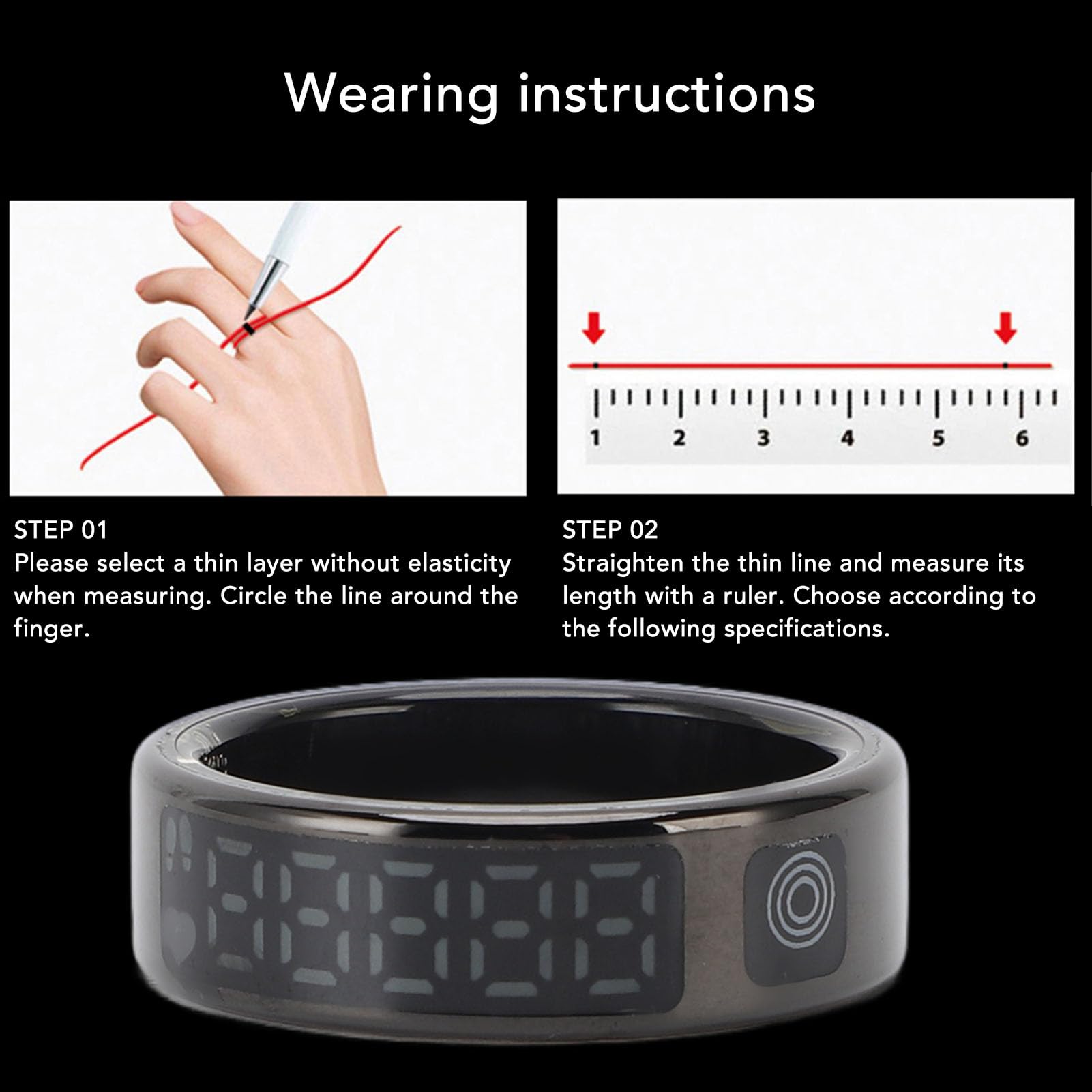 Vikye Smart Ring Health Tracker, Seguimiento del Sueño Anillos de Salud Portátiles con Pantalla, Videos de Desplazamiento de la Salud Anillos de Seguimiento de Acondicionamiento (#13)