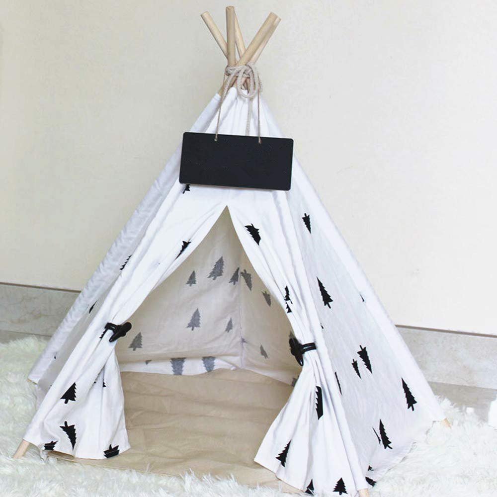 TentHome Tente Tipi pour Chiens Chiots Maison des Chats et Animaux de Compagnie Niche pour Chien Amovible et Lavable (sans Coussin), Pin Noir (L(7-15kg))