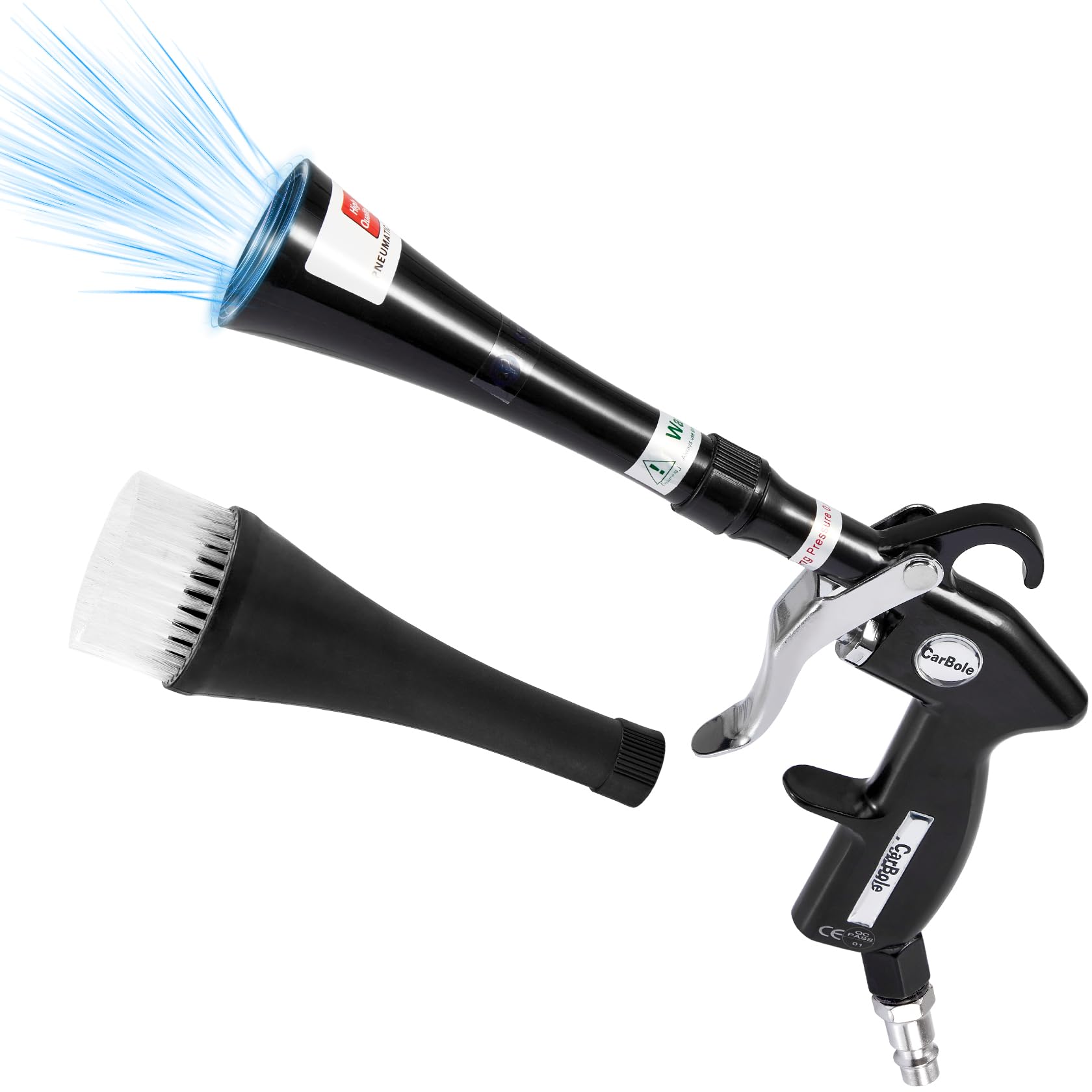 CarBole Pistolet de Nettoyage Voiture Intérieur,Pistolet de Soufflage et Séchage,pour 6~9,2 Bar Air Comprimé,Kit de Lavage,Peut Nettoyer Efficacement l'intérieur de la Voiture