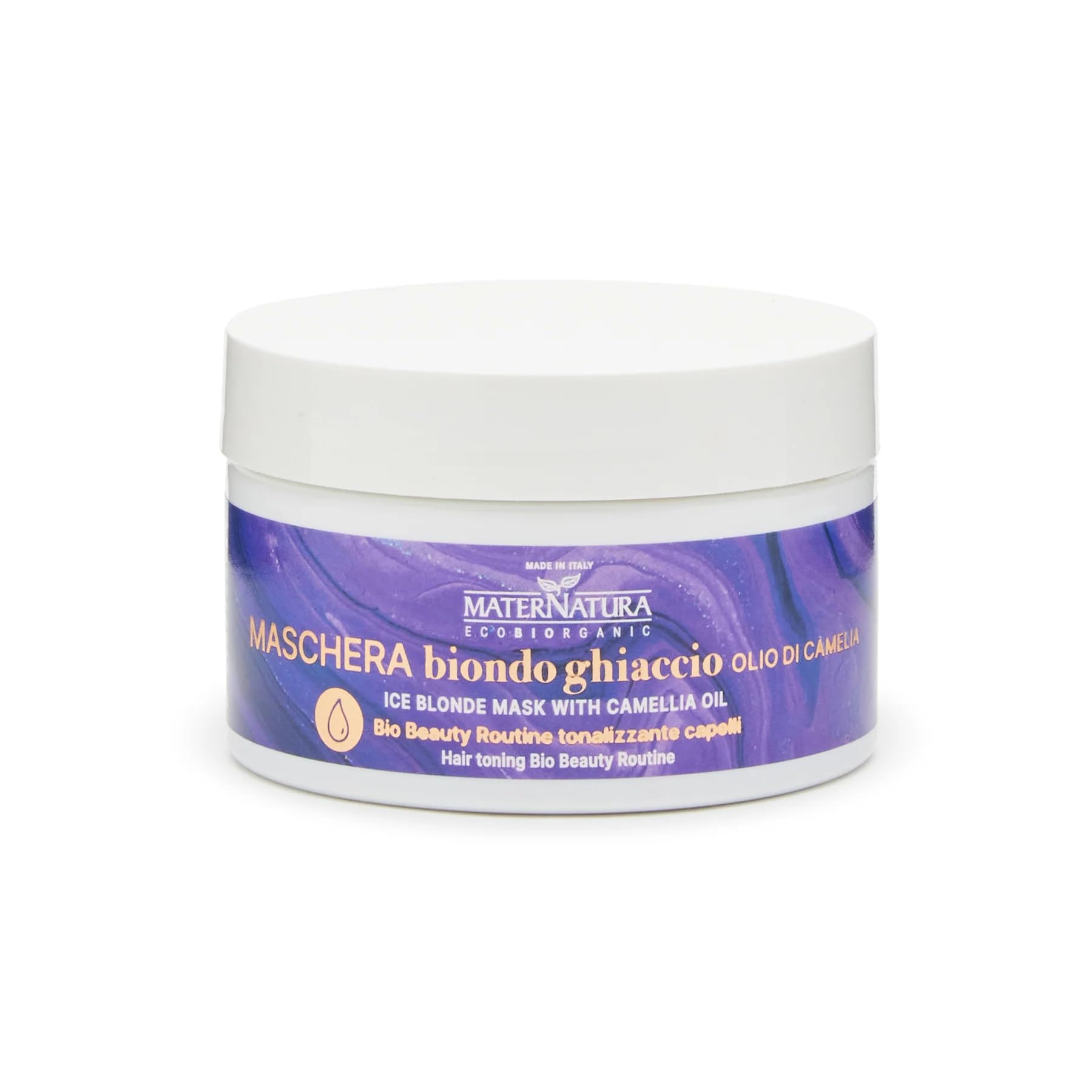 Maternatura, Mascarilla Tonalizante para el Cabello Rubio Hielo con Aceite de Camelia, Bio Beauty Routine Tonalizante Capilar, Made in Italy - 200 ml