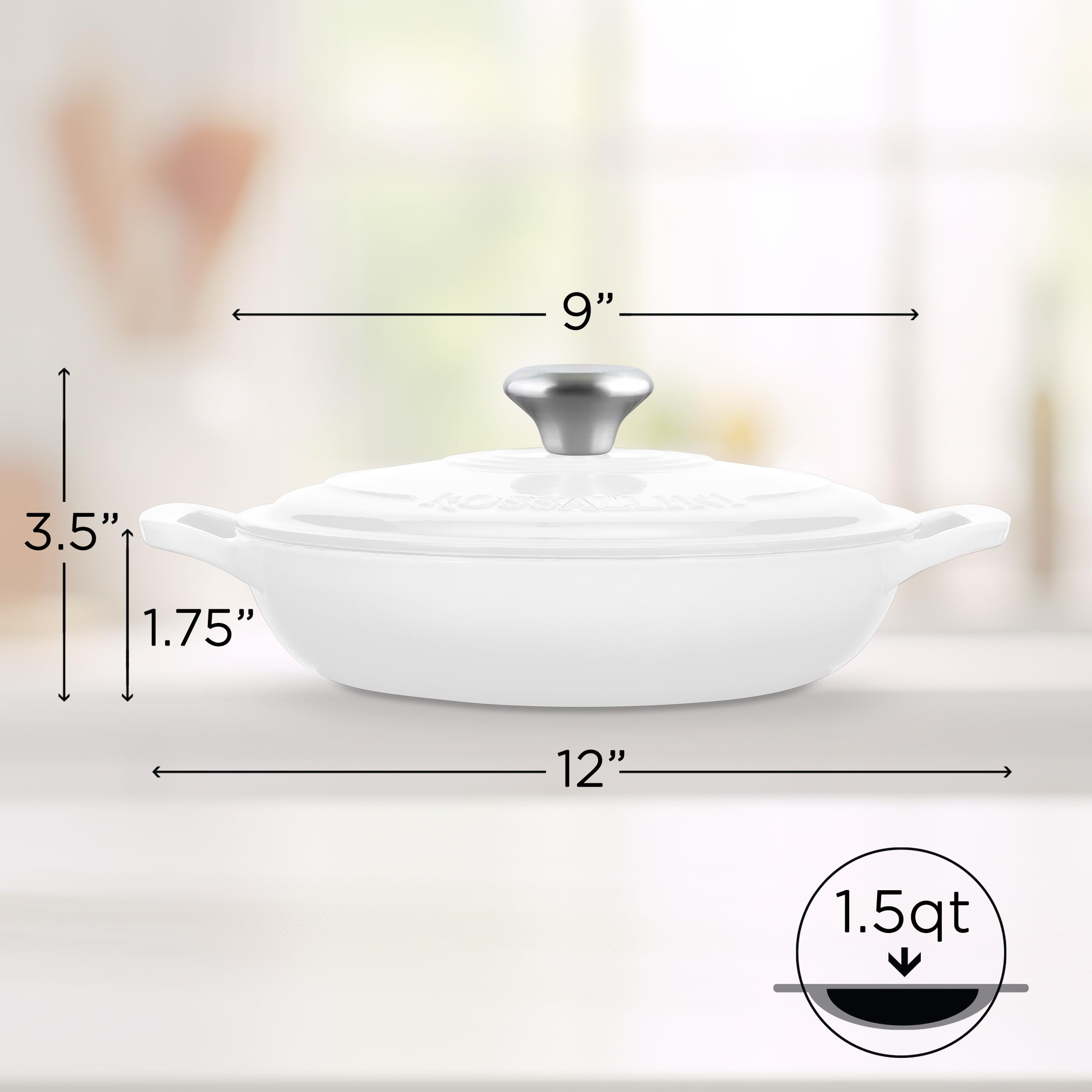 Rossallini Enameled Cast Iron Braiser Pan - 1.5 Qt -2 Rossallini Enameled Cast Iron Braiser Pan - 1.5 Qt -2