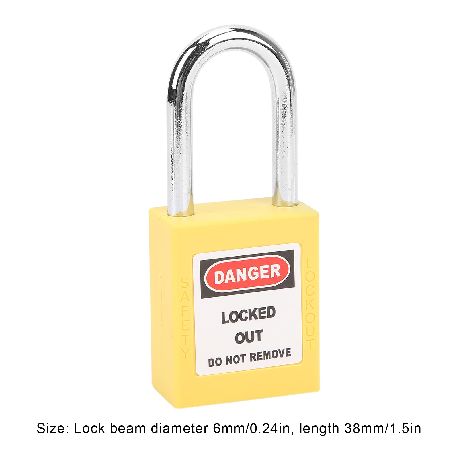 Cerradura de bloqueo, candado de seguridad de nailon de 38 mm con etiqueta grabable para aplicaciones de etiquetado industrial de energía química (Amarilla)