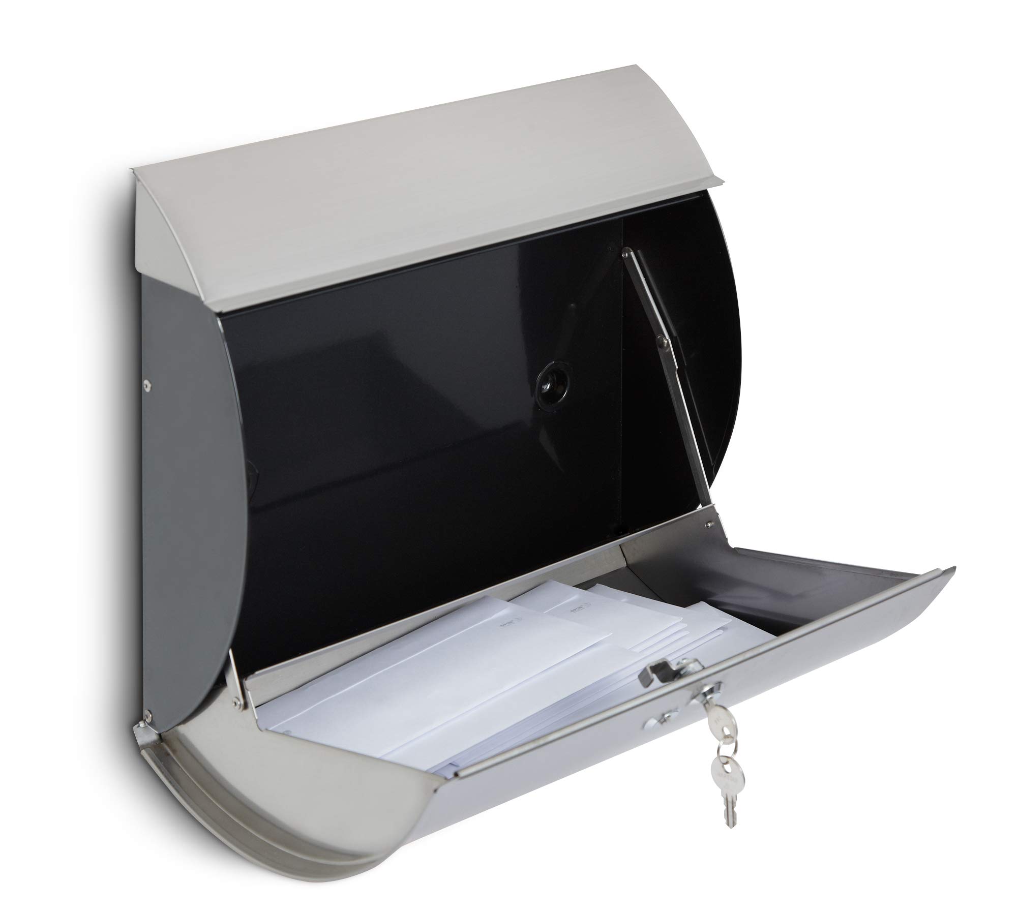 ARREGUI Aura E5405-12 Boîte aux lettres individuelle acier Inoxydable, Taille L (magazine, enveloppe C4), Grande capacité, Boîte aux Lettres Murale, Anti-pluie, Anticorrosion, Facile à Installer, Inox