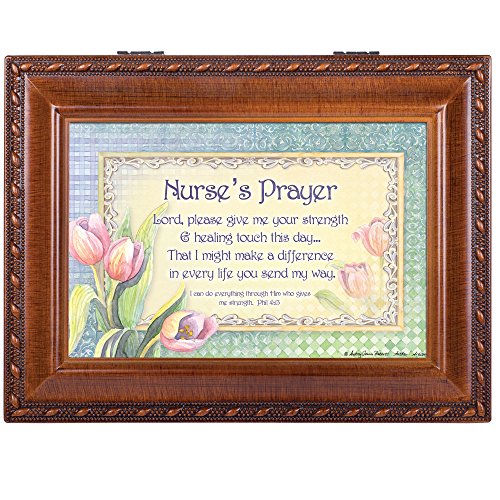 Cottage Garden Nurse's Prayer Woodgrain Rope Trim Jewelry Music Box Plays Great Is Thy Faithfulness #TOP1