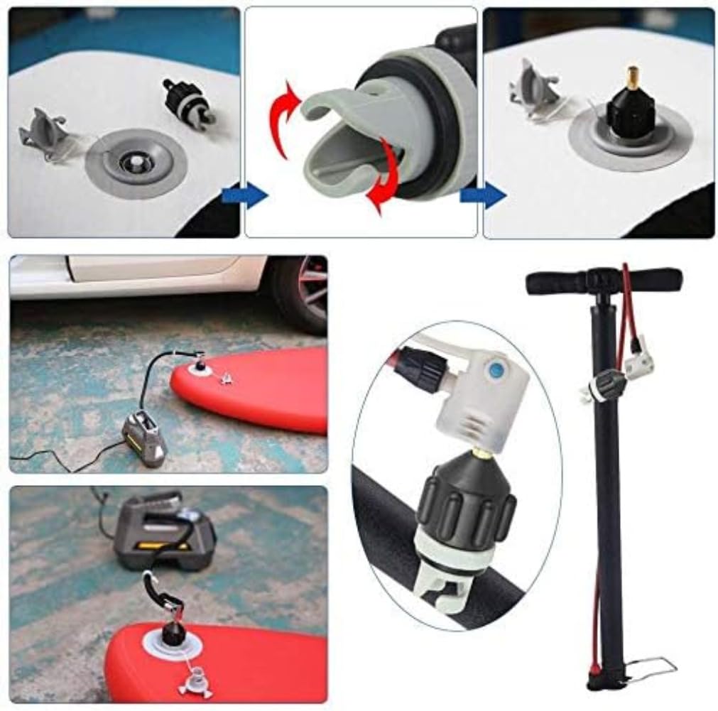 anso Adaptador de paleta de surf, bomba de kayak, compresor inflable, accesorios de válvula de conmutación para barco