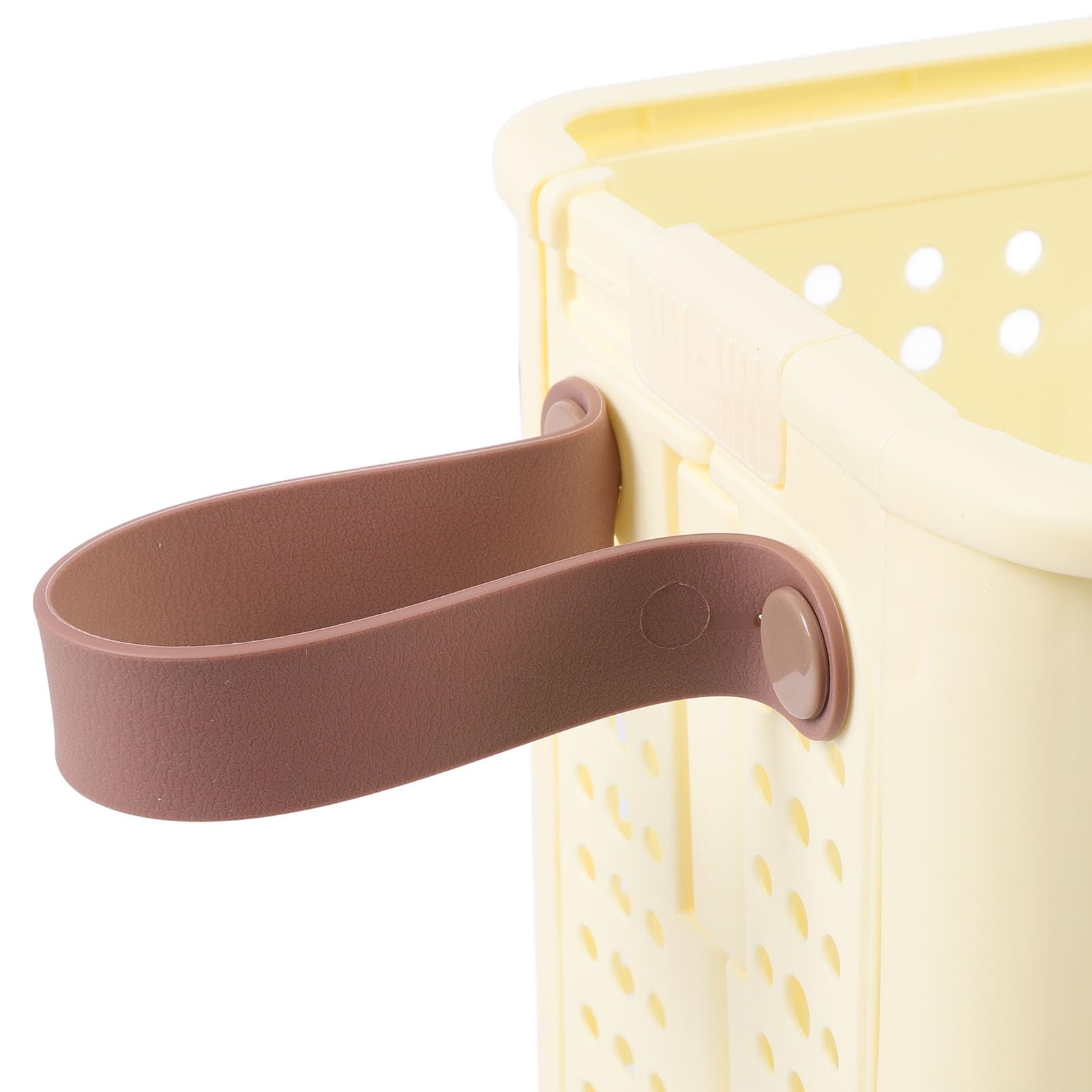Cesto portabiancheria sottile, pieghevole, salvaspazio, robusto, in plastica PP, stretto, per angolo bagno, bianco crema (Niente ruote)
