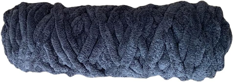 Chunky Chenille Blanket Yarn Super Soft Big Fluffy Bulky Yarn for Hand Knitting Knotless Non Shedding, Easy to Connect, 1.1Lb (Navy Blue)
