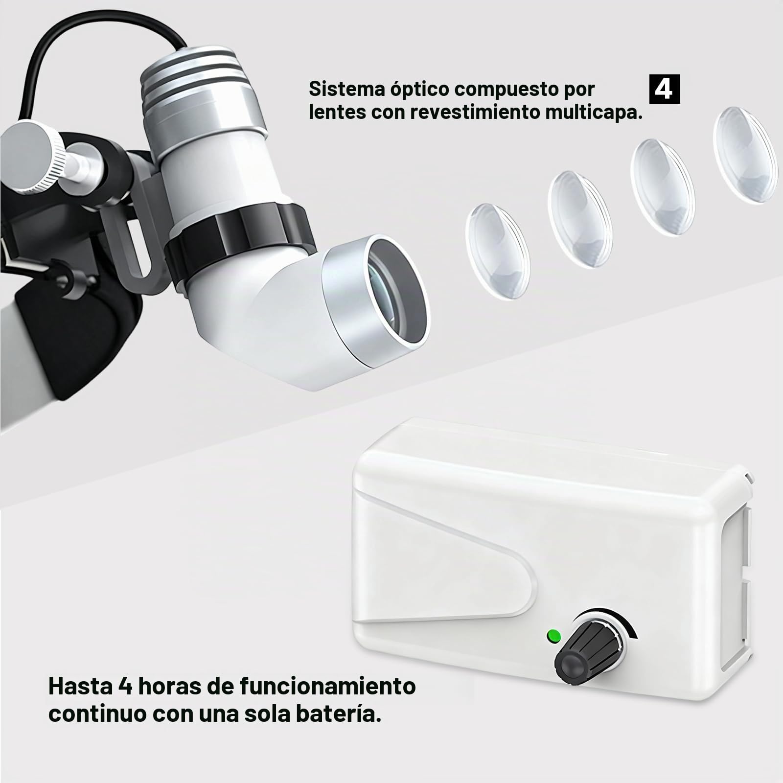 Linterna frontal LED de 3W Faro quirúrgico para faros dentales inalámbrico, portátil, fuente de luz LED fría, endoscopia Ent
