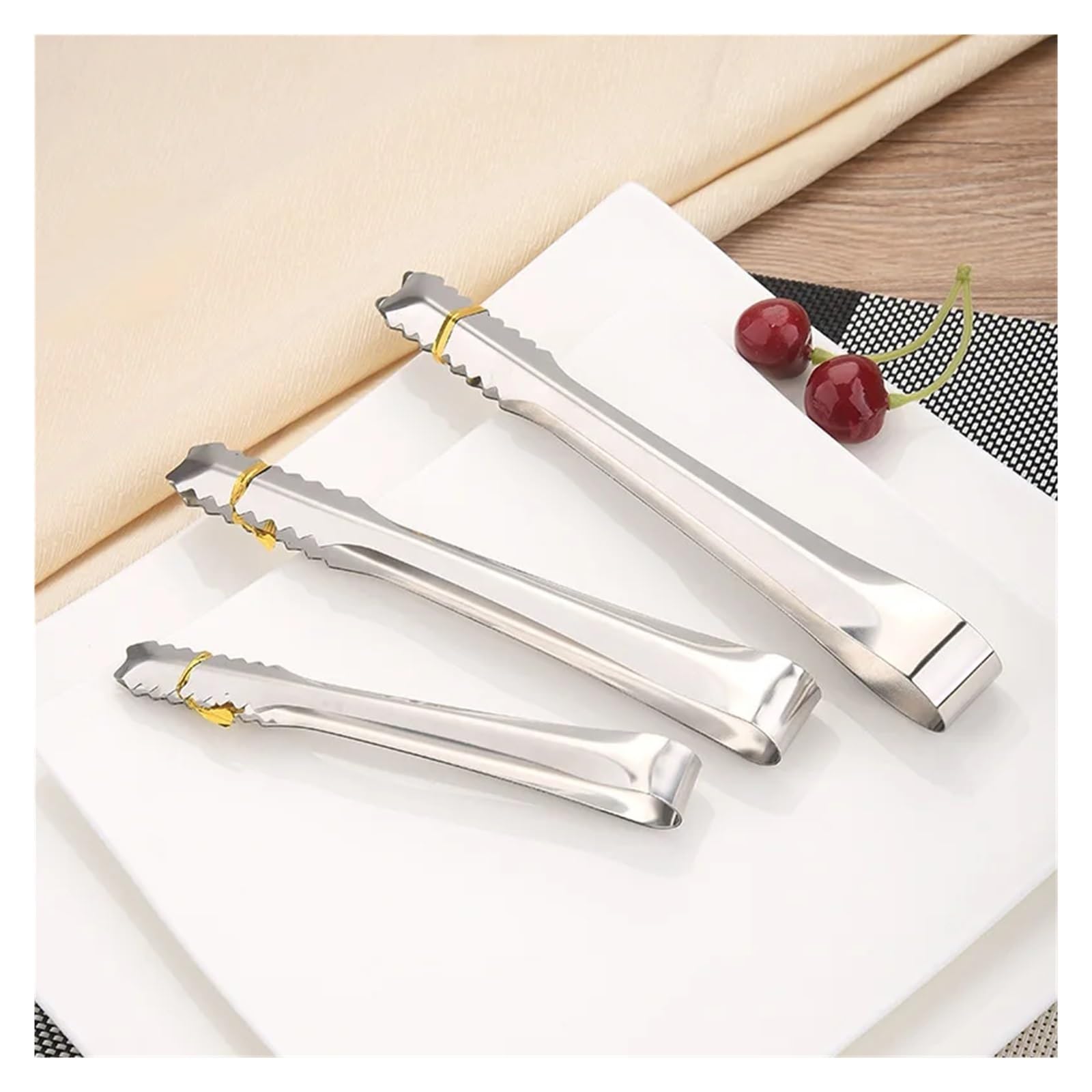 Pince à Aliments en Acier Inoxydable Lot de 10 Pinces à Sucre en Acier Inoxydable for glaçons, Pain, gâteaux, Aliments, Barbecue, Accessoires de Cuisine, ustensiles de Cuisson(10PCS 8 inch)