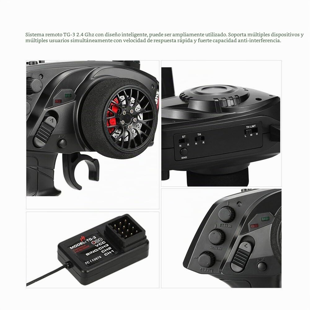 GoolRC TG3 Transmisor de Control Remoto Radio Digital 2.4GHz 3CH con Receptor para RC Barco Coche