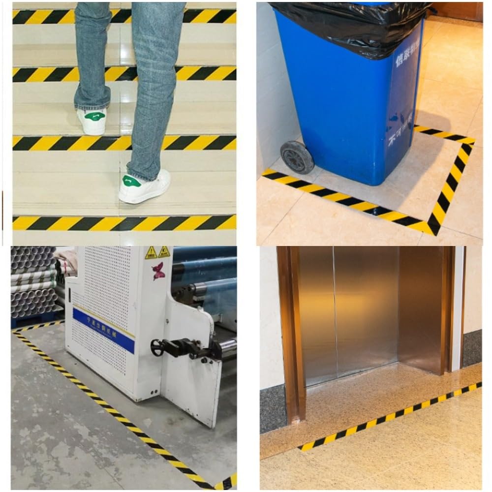 Generico 6 Nastro segnaletico 80mm x 33m, Nastro di Segnalazione, Nastro segnaletico per delimitare Aree, Nero/Giallo