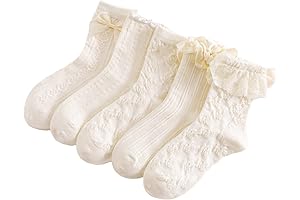 Women's 5 Pairs Bow Lace Ruffled Ankle Socks: Unleash Your Feminine Charm