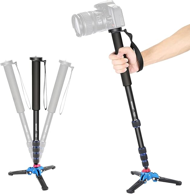Neewer Extendable Camera Monopod with Removable Foldable Tripod Support Base:Aluminum Alloy,20-66 inches/52-168 Centimeters for Canon Nikon Sony DSLR Cameras,Payload up to 11 pounds/5 kilograms