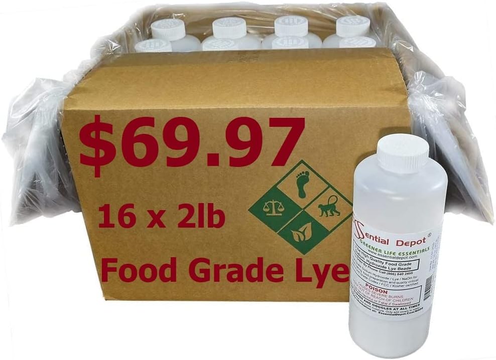 32 lbs Food Grade Sodium Hydroxide Lye EvenlySized Micro