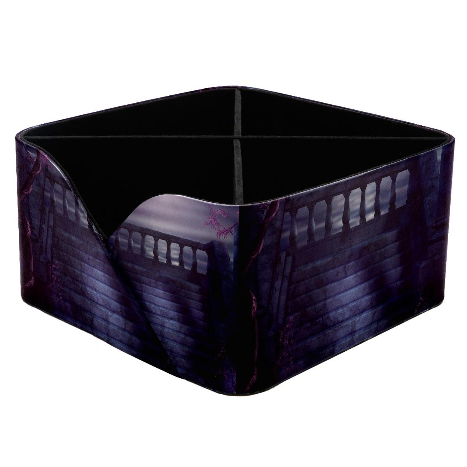 KengjuTesu Fantasy Landscape Moon Desktop Organizer Pen Holder, Rectangular Pencil Cup for Office, Study and Makeup Stations