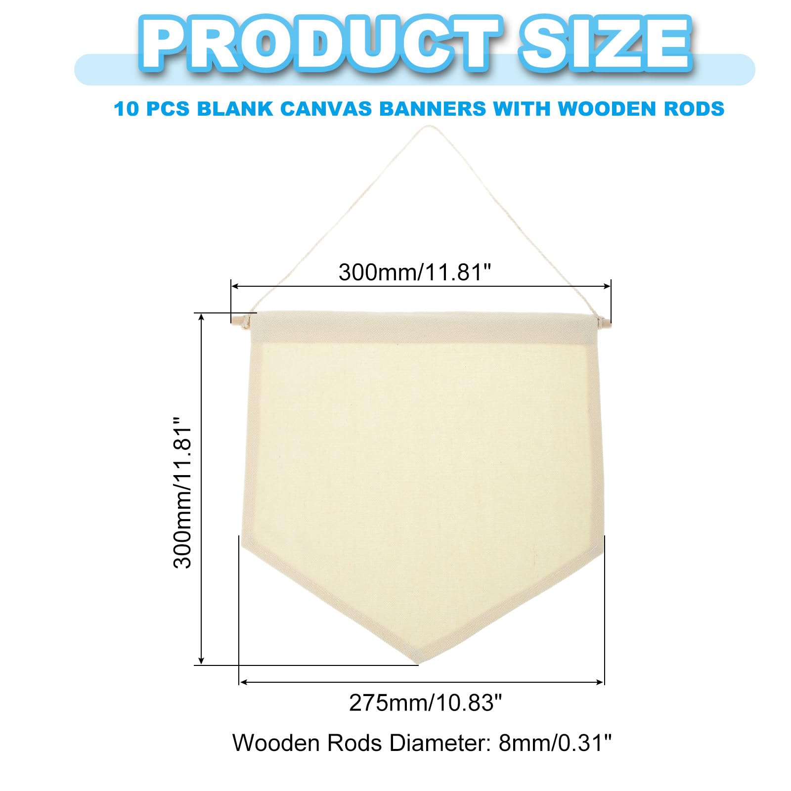 PATIKIL 10Pcs Blank Canvas Banner, Enamel Pin Wall Display Hanging Flags - Image 2