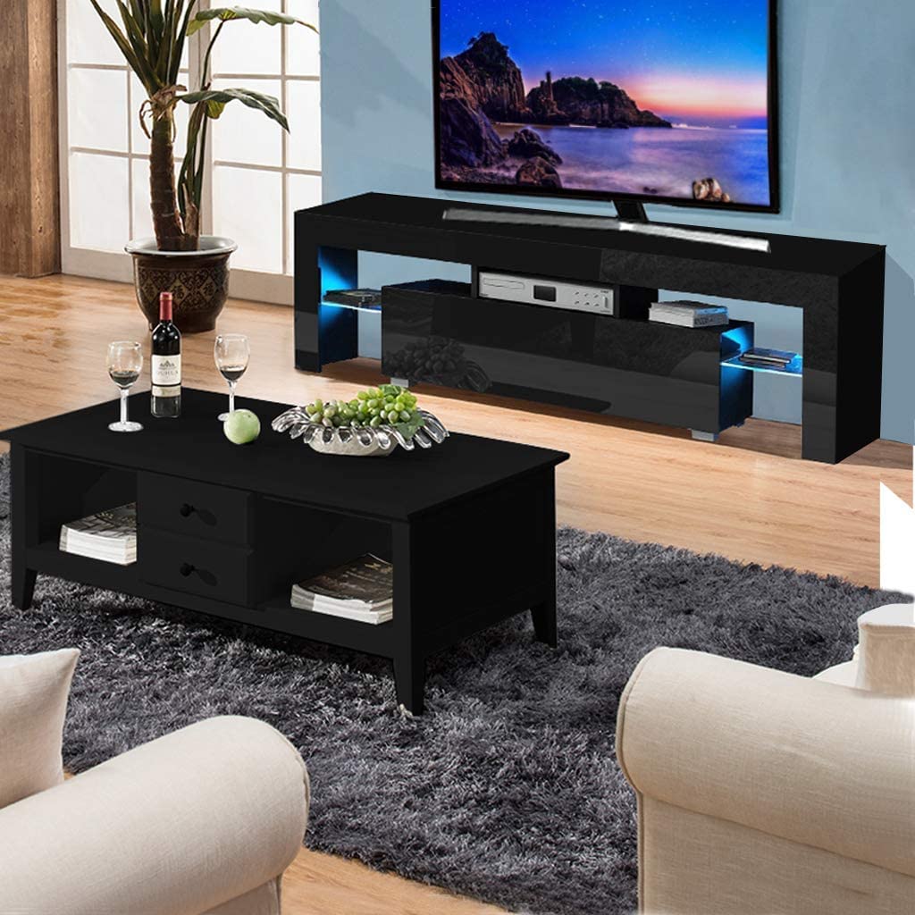 Amazon｜HomeSailing テレビ台 ブラック 幅130cm 鏡面仕上げ LEDライト