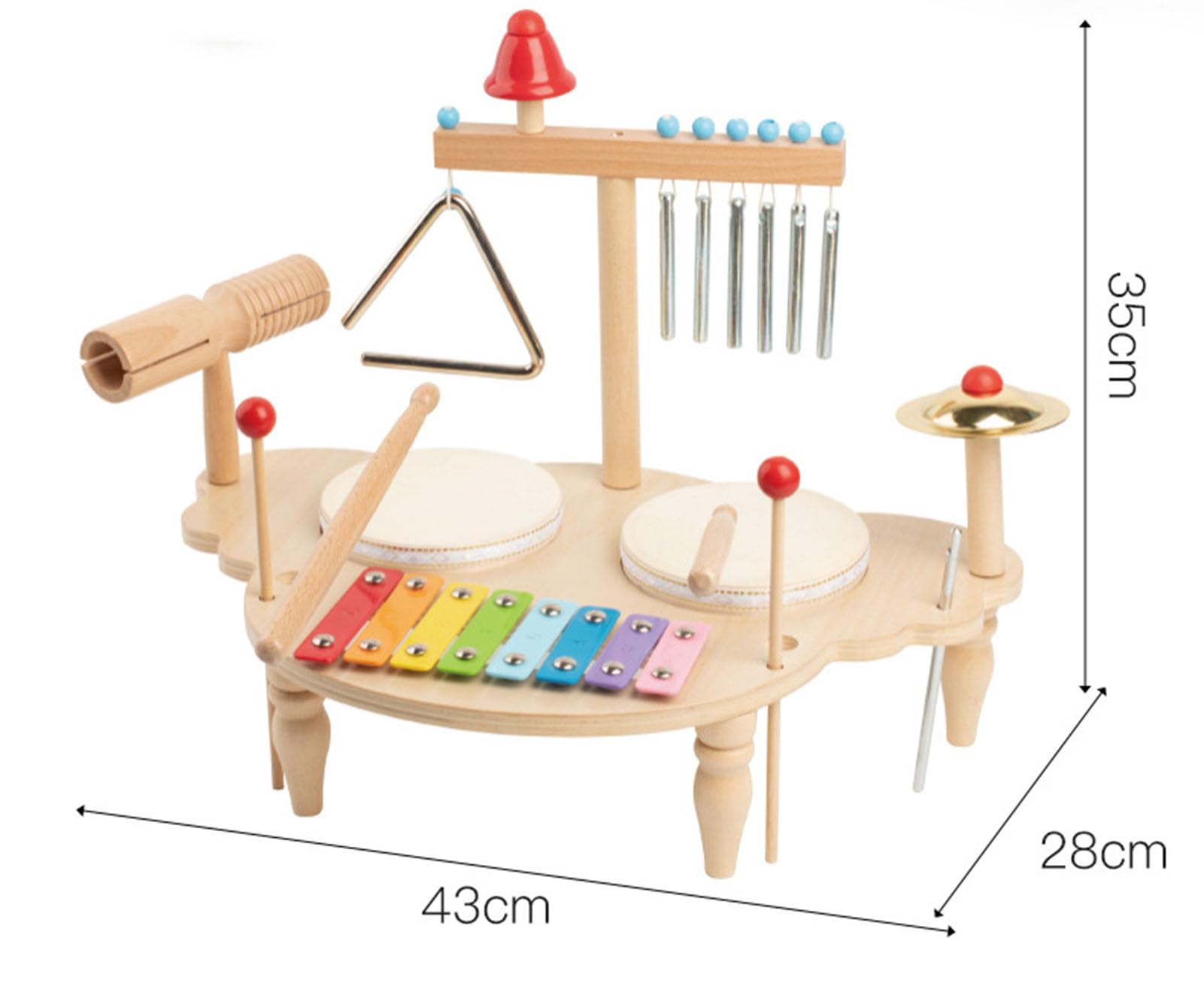 Strumento a Percussione Multifunzione in Legno per Bambini, Tavolo Musicale per Toddler con Xilofono e Batteria,Upgraded Version