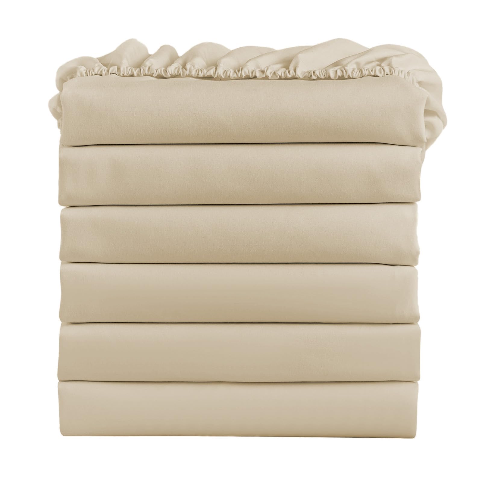 Drap-housse King size beige FreshCulture pour des nuits sereines en lot de 6