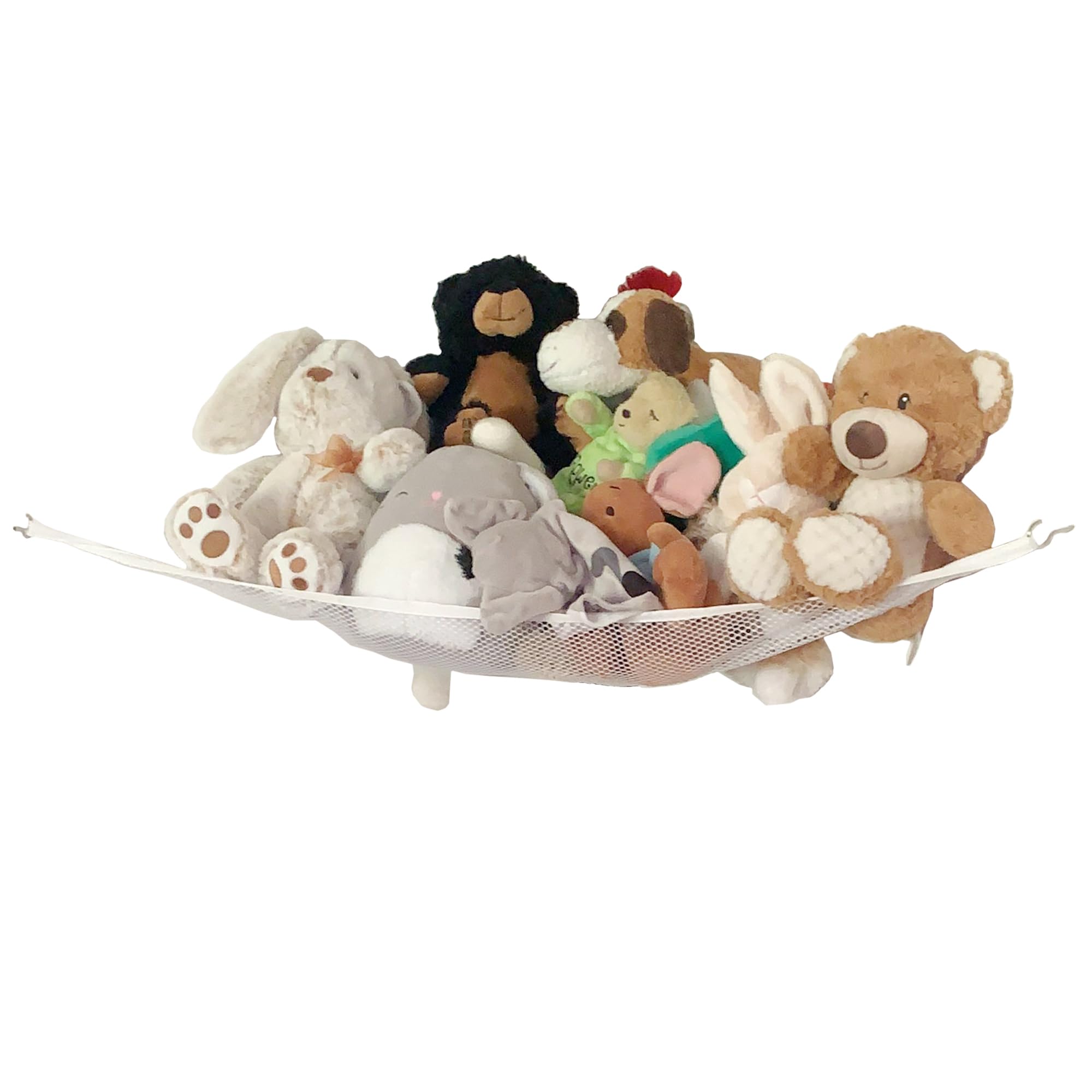 Powkoo Teddy Hammock Toy Net Hammock for Stuffed Animals Small Corner Hanging Teddy Bear Toy Storage Organizer for Kids Room Decor (White)