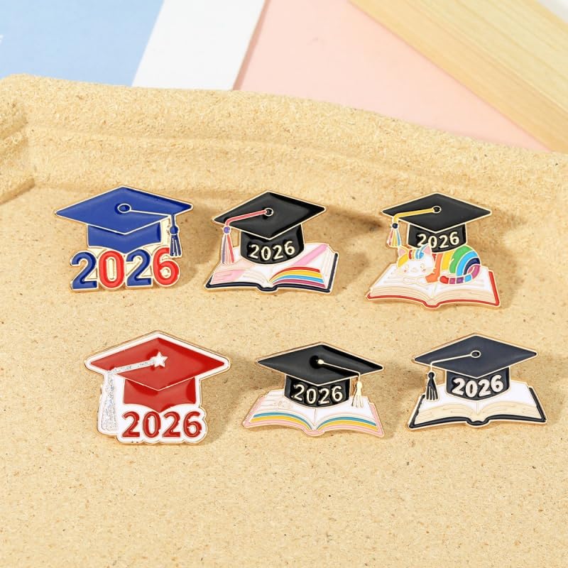 Image of Graduation Enamel Lapel Pins Class of 2026 Graduation Caps Brooches Gifts Souvenir Emblem Badges Diploma Brooche for High College Teacher School Vacation Accessories
