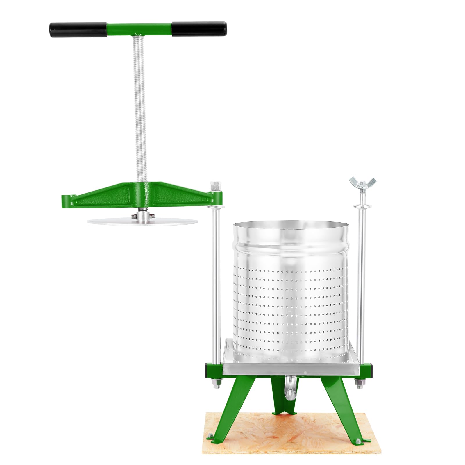 4 Gallon / 15L Mosakar Cross Beam Fruit Wine Press. All juice contact parts are AISI 304 Stainless Steel. Home Use Grape Apple Cider Press for Juice Making