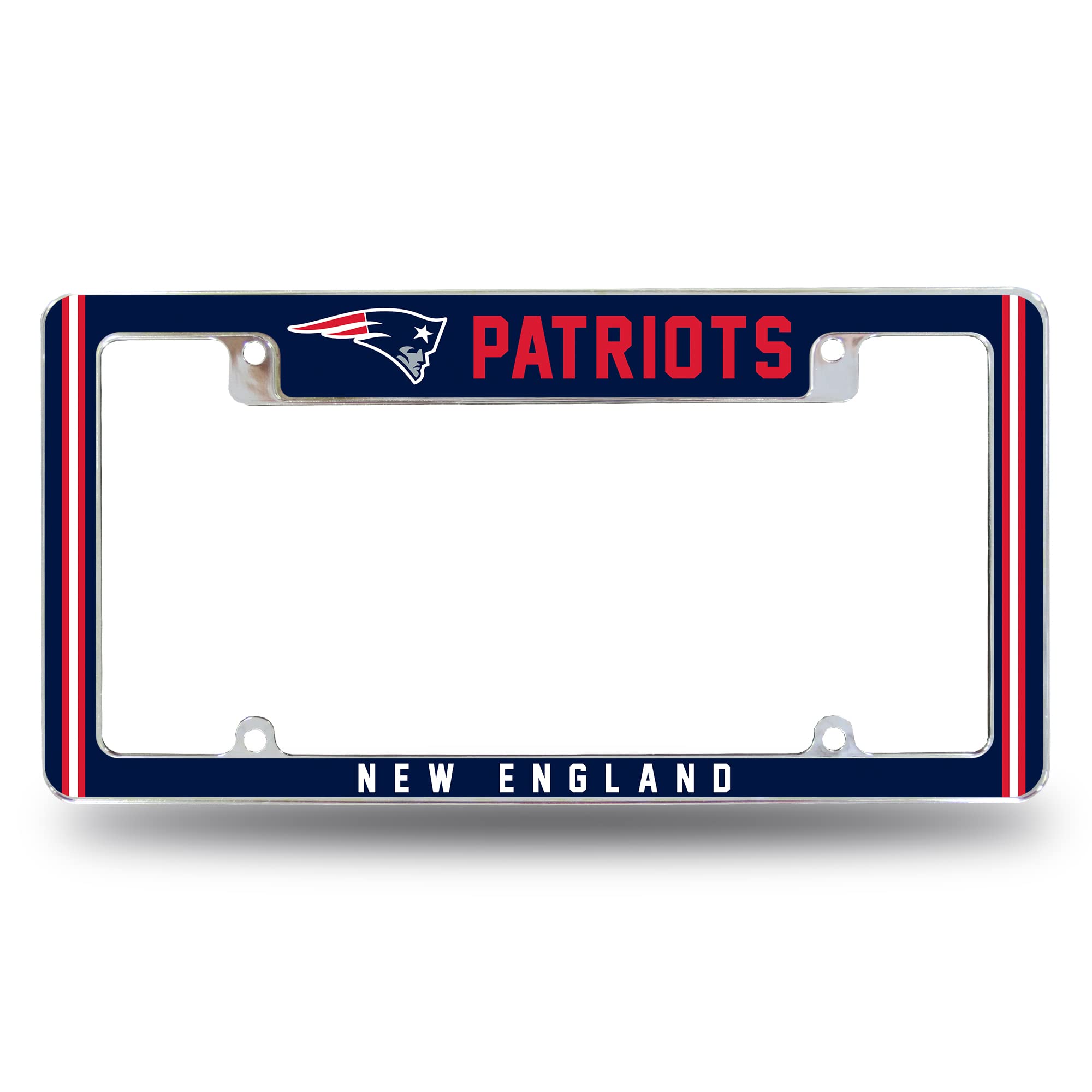 Photo 1 of **BENT**Rico Industries NFL New England Patriots Alternate 12" x 6" Chrome All Over Automotive License Plate Frame for Car/Truck/SUV