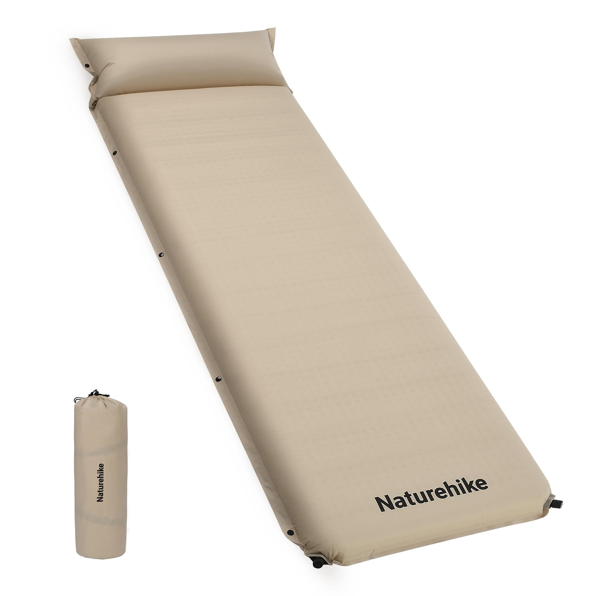 Naturehike Tapis De Couchage 4 Saisons 9,5 Cm – Matelas Autogonflant Mousse + Air Avec Oreiller Intégré, Kaki – Idéal Camping, Voiture, Randonnée