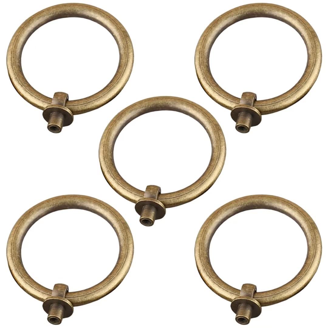 Ydhsikk Bronze Drawer Handles, Ring Drawer Knobs Pack Of 5 And Brass 25-60Mm Diameter(,60Mm Diameter)