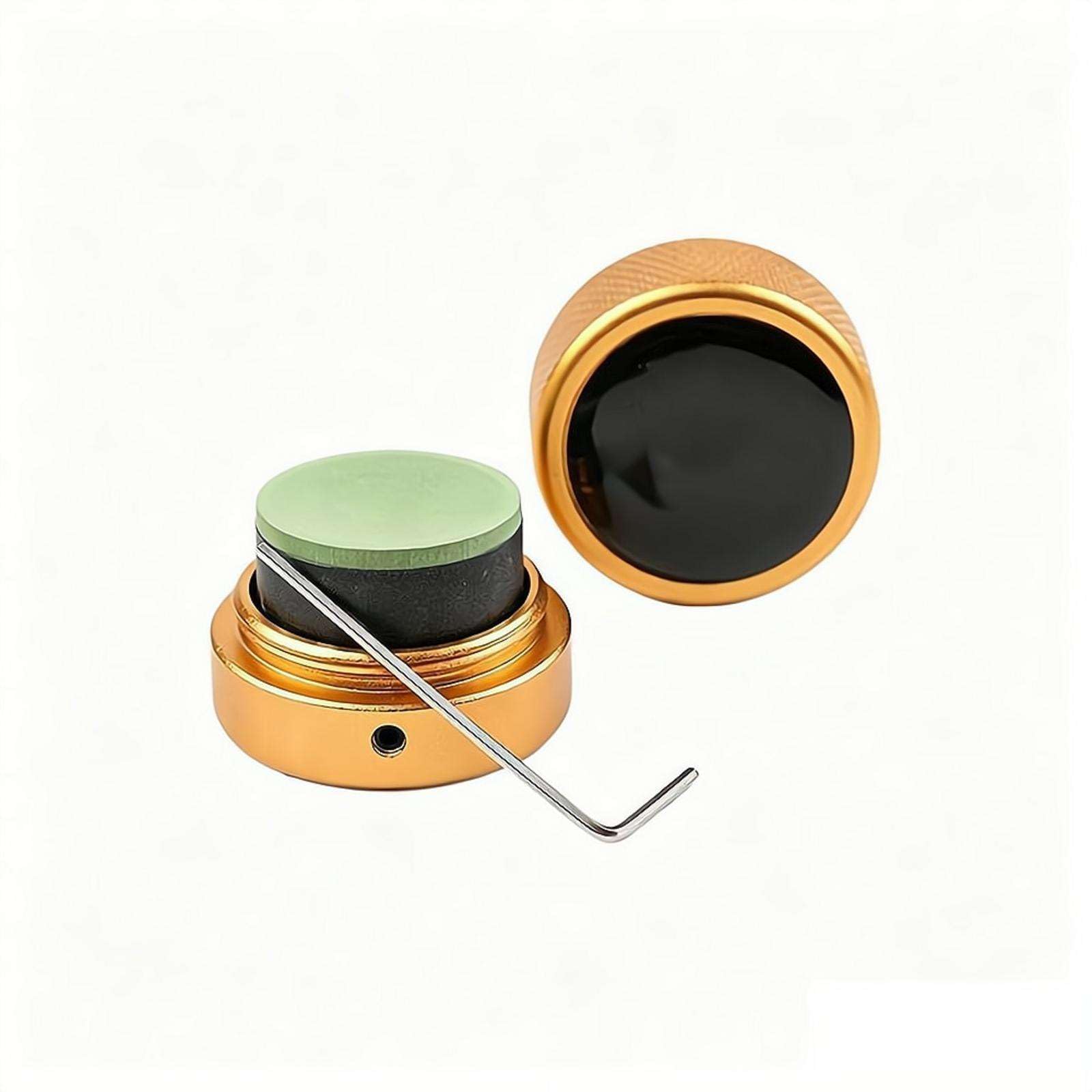 Pool Chalk Holder Round Shaped Practical Tool Billiards Accessories Magnetic Mini Chalk Tip Case Container Round Box Billiards New Upgrade (Golden)