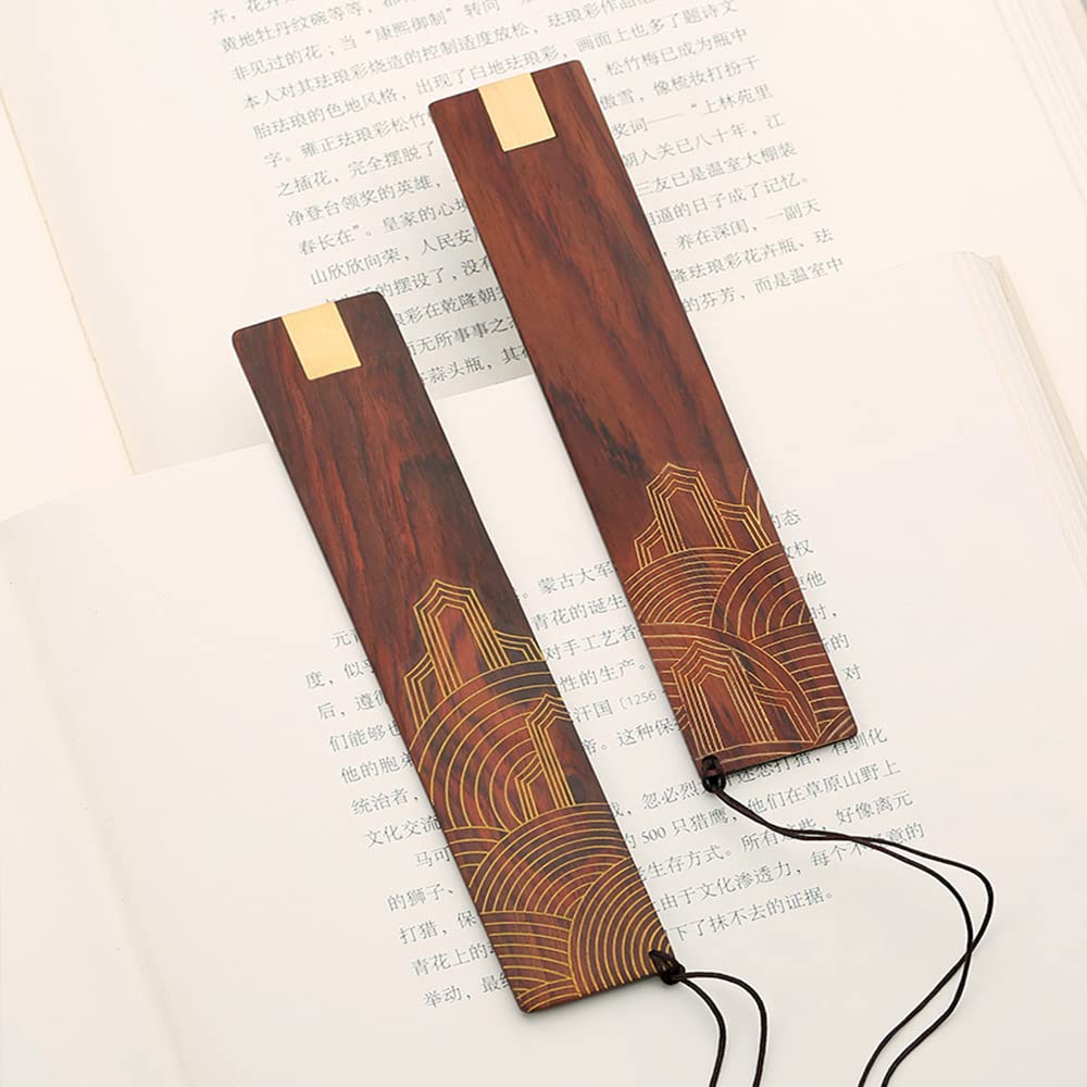 2pcs Mahagoni EIN Lesezeichen Set klassisches chinesisches Style -Lesezeichen literarischer und Alter Stil Geschenkverfolgung EIN Design in Gold