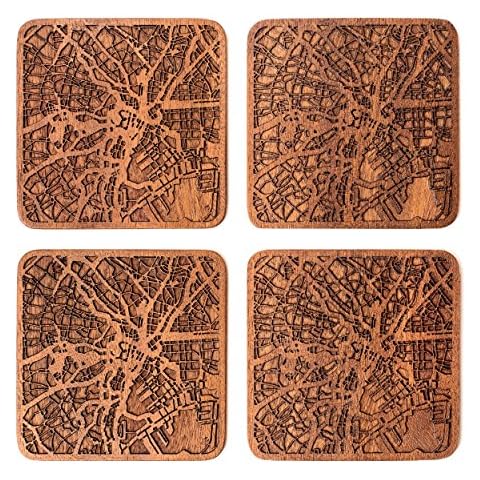 Set of 4 Handmade Sapele Wood Coasters Cover